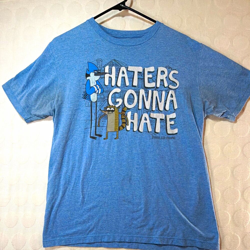Cartoon Network Regular Show Haters Gonna Hate T-Shirt Men’s M Mordecai Rigby